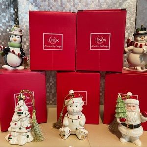 Lenox Very merry Christmas set of 5 porcelain ornaments